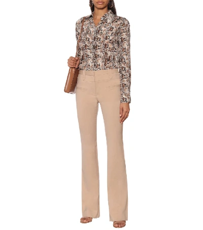 Shop Altuzarra Serge Stretch-wool Flared Pants In Beige