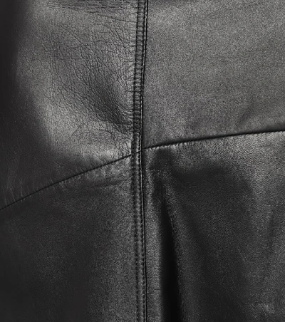 Shop Brunello Cucinelli Asymmetrical Leather Midi Skirt In Black