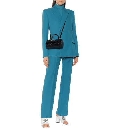 Shop Balenciaga Waisted Technical-twill Blazer In Blue