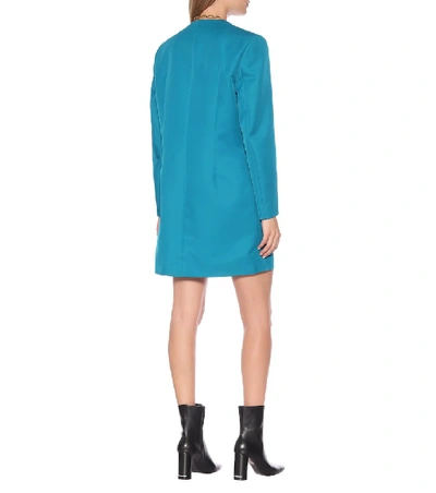 Shop Balenciaga Oversized Twill Blazer Dress In Blue