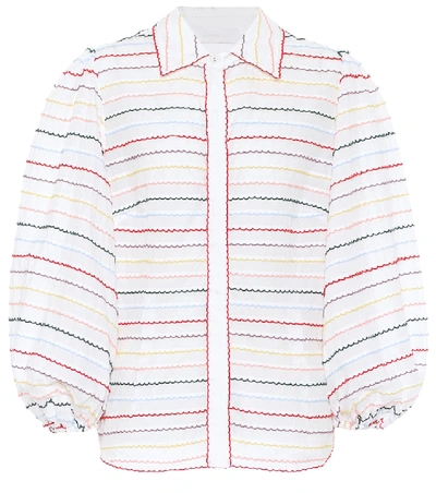 Shop Zimmermann Zinnia Striped Cotton Shirt In White