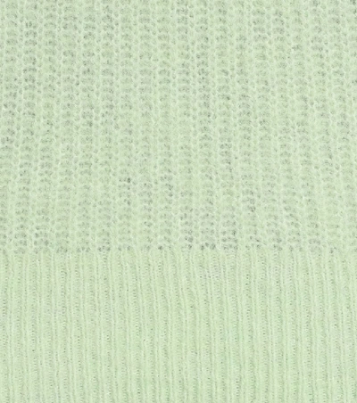 Shop Ganni Puff-sleeve Sweater In Green