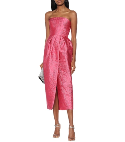 Shop Monique Lhuillier Jacquard Dress In Pink