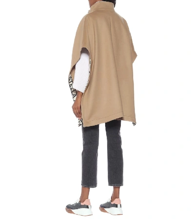 Shop Stella Mccartney Caban Wool Cape In Beige