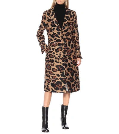 Shop Bottega Veneta Leopard-jacquard Coat In Multicoloured