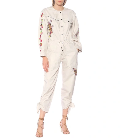 Shop Isabel Marant Gigi Jacquard Cotton Jumpsuit In White