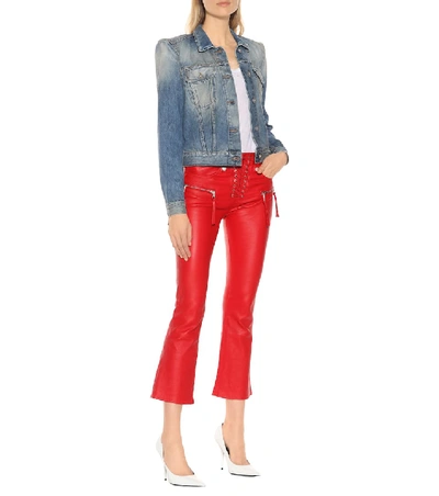 Shop Ben Taverniti Unravel Project Leather Lace-up Flared Pants In Red