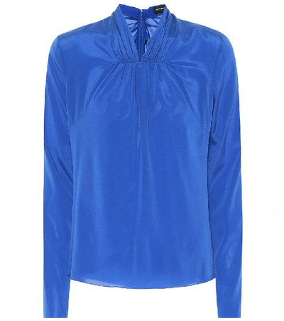 Shop Isabel Marant Wanden Stretch Silk Blouse In Blue