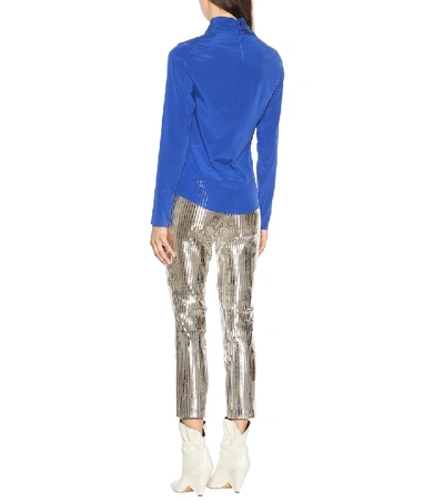 Shop Isabel Marant Wanden Stretch Silk Blouse In Blue