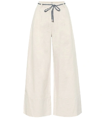 Shop Baum Und Pferdgarten Nour Cotton And Linen Wide-leg Pants In Beige