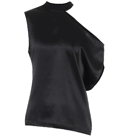 Shop Rta Axel One-shoulder Silk Top In Black