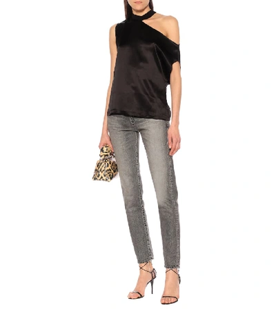 Rta Axel Cutout Cotton And Cashmere-blend Jersey Top In Black