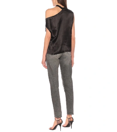 Shop Rta Axel One-shoulder Silk Top In Black