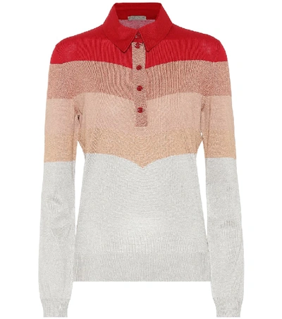 Shop Bottega Veneta Striped Metallic Wool-blend Sweater In Multicoloured