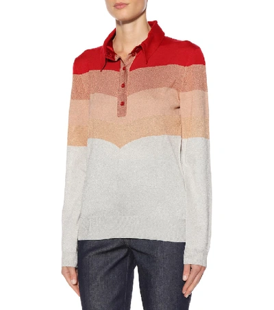 Shop Bottega Veneta Striped Metallic Wool-blend Sweater In Multicoloured