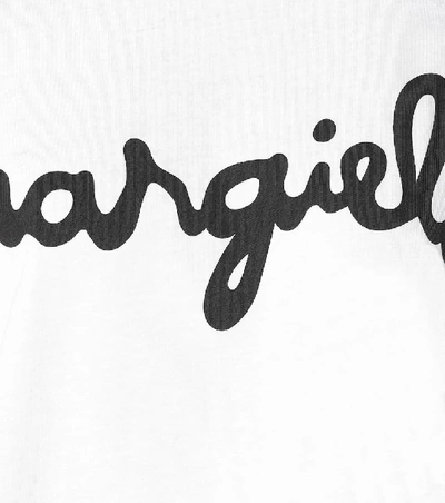 Shop Mm6 Maison Margiela Logo Cropped Cotton T-shirt In White