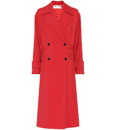 Shop Valentino Wool-blend Trench Coat In Red
