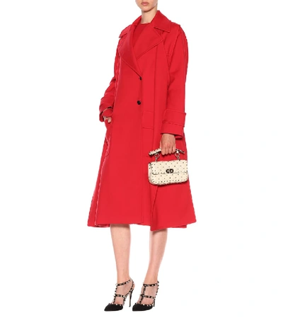 Shop Valentino Wool-blend Trench Coat In Red