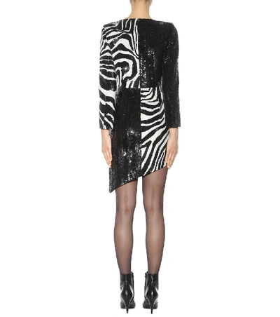 Shop Saint Laurent Embellished Wool Minidress In Black