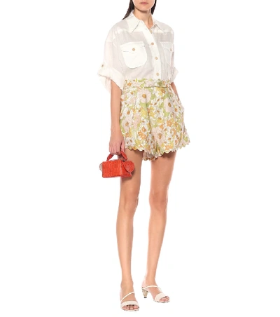 Shop Zimmermann Super Eight Floral Linen Shorts In Multicoloured