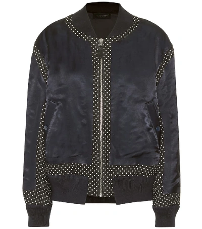 Shop Undercover Dotted Silk-blend Bomber Jacket In Blue