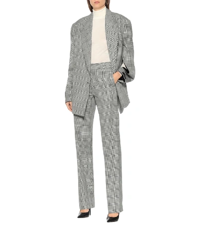 Shop Vetements High-rise Houndstooth Wool Pants In Grey