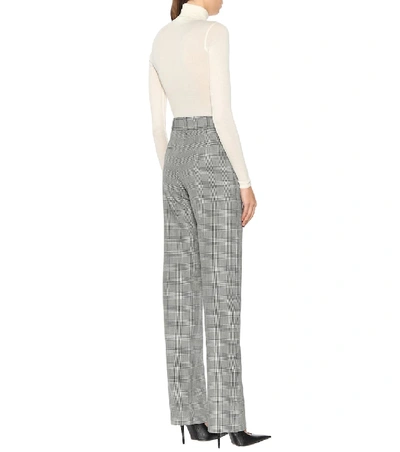 Shop Vetements High-rise Houndstooth Wool Pants In Grey