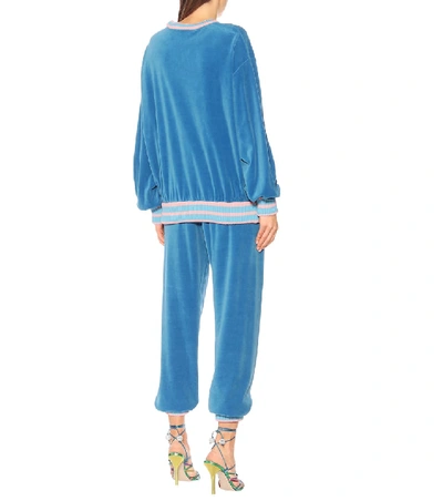Shop Gucci Tennis Cotton Chenille Sweatshirt In Blue