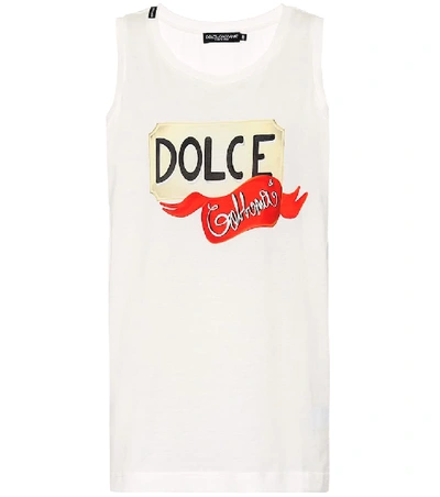 Shop Dolce & Gabbana Logo Cotton Tank Top In White