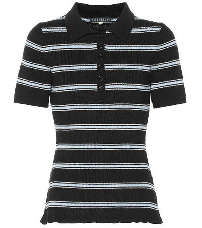 Shop Alexa Chung Striped Wool Shirt In Black