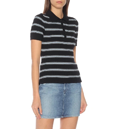 Shop Alexa Chung Striped Wool Shirt In Black