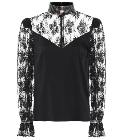 Shop Christopher Kane Embellished Lace Blouse In Black