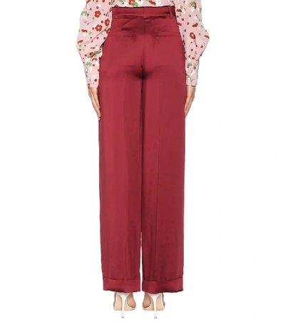 Shop Valentino Silk Satin Trousers In Red