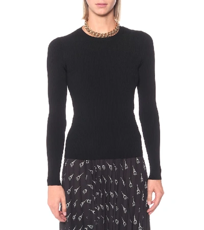 Shop Balenciaga Ribbed-knit Top In Black