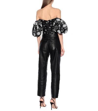 Shop Self-portrait Off-the-shoulder Embellished Top In Black