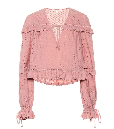 Shop Jonathan Simkhai Broderie Anglaise Cotton Blouse In Pink