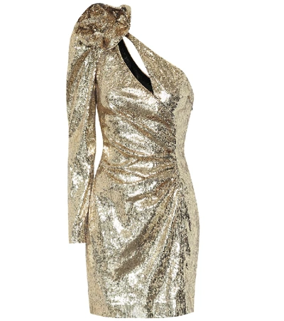 Shop Dundas Sequined Minidress In Gold