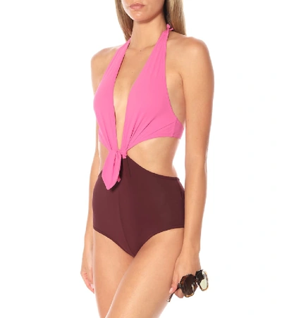 Shop Karla Colletto Grace Halter-neck Swimsuit In Pink