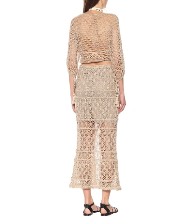 Shop Anna Kosturova Bianca High-rise Cotton Maxi Skirt In Gold