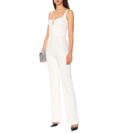 Shop Galvan Signature Corset Crêpe Jumpsuit In White