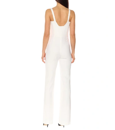 Shop Galvan Signature Corset Crêpe Jumpsuit In White