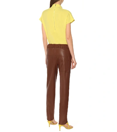 Shop Tibi Faux-leather Slim Pants In Brown