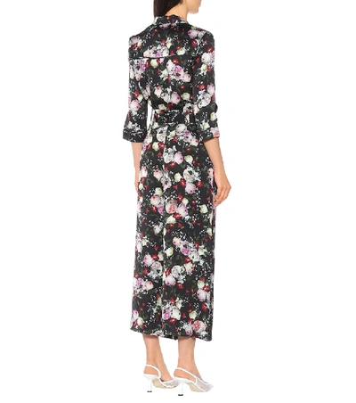 Shop Erdem Everett Floral Satin Pajama Pants In Black