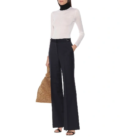 Shop Gabriela Hearst Vesta High-rise Wide-leg Wool Pants In Blue