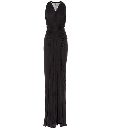 Shop Rick Owens V-neck Jersey Dress In Black