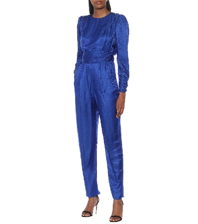 Shop Dundas Leopard-jacquard Jumpsuit In Blue