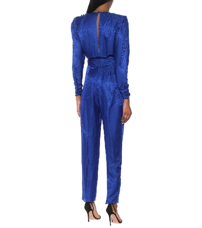 Shop Dundas Leopard-jacquard Jumpsuit In Blue