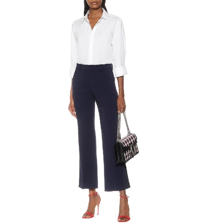 Shop Gucci Stretch-cady Flared Pants In Blue