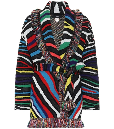 Shop Alanui Zebra Wool-blend Cardigan In Multicoloured