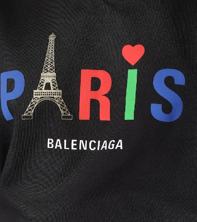 Shop Balenciaga Paris Love Cotton T-shirt In Black